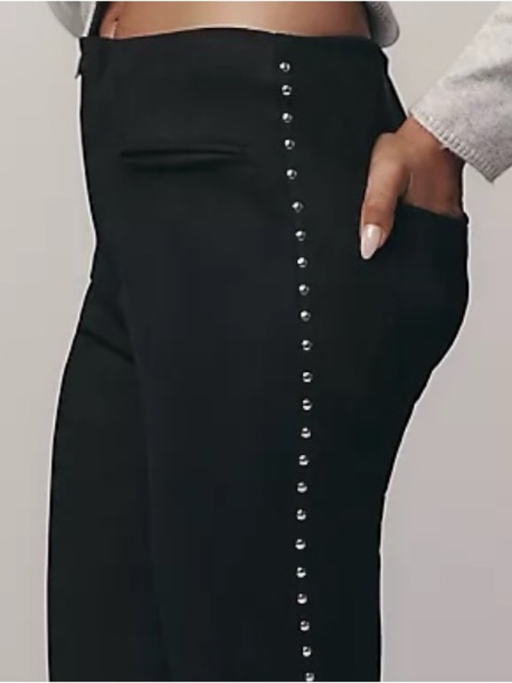 NWT by Anthropologie Studded Faux-Suede Pants Black Size 10